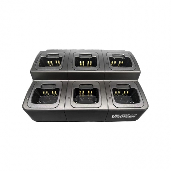 Customizable replaceable slot type 6 way multi unit intelligent GP3688 charger for walkie talkie battery