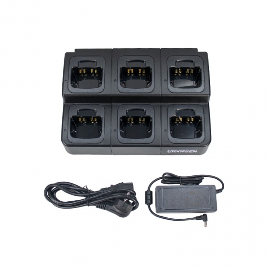 Customizable replaceable slot type 6 way multi unit intelligent GP3688 charger for walkie talkie battery